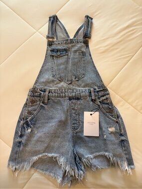 Hidden | Light Blue Denim Short Overalls